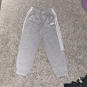 Adidas Gray Joggers with White Stripes